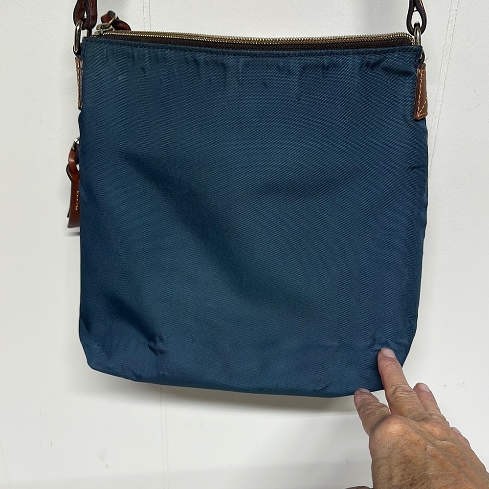 Dooney & Bourke Blue and Brown Logo Bag - Picture 3 of 14
